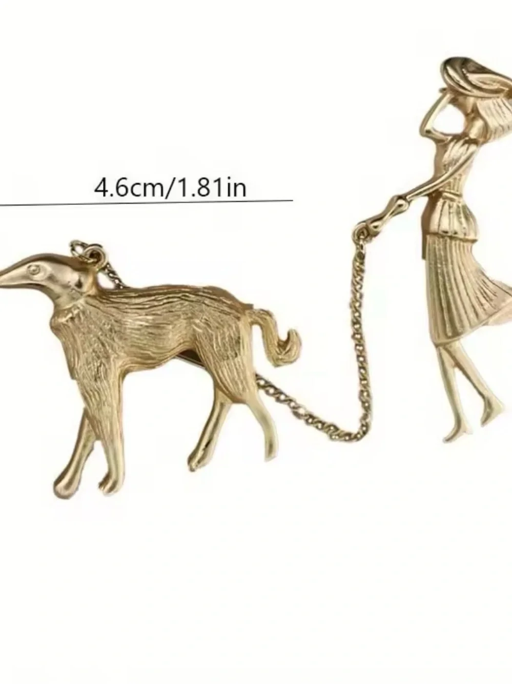 Lady Walking Dog Chain Brooch